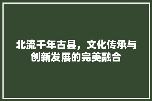 北流千年古县，文化传承与创新发展的完美融合