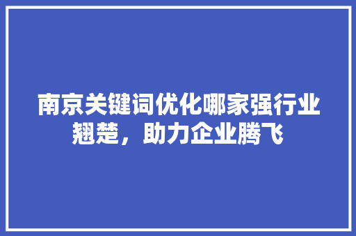 南京关键词优化哪家强行业翘楚，助力企业腾飞
