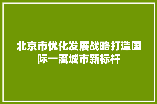 北京市优化发展战略打造国际一流城市新标杆