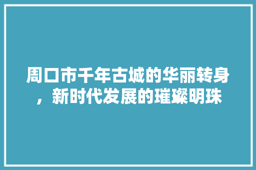 周口市千年古城的华丽转身，新时代发展的璀璨明珠