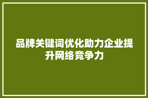 品牌关键词优化助力企业提升网络竞争力