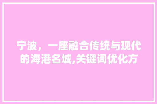 宁波，一座融合传统与现代的海港名城,关键词优化方法下的城市解读