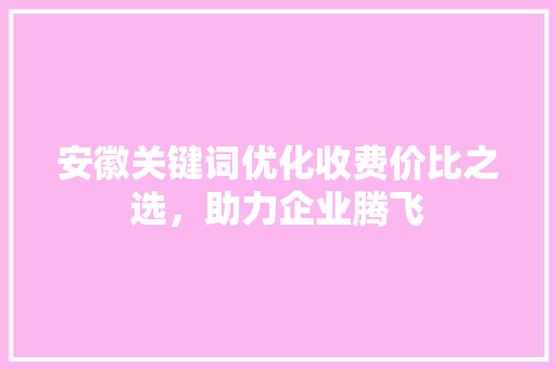 安徽关键词优化收费价比之选，助力企业腾飞