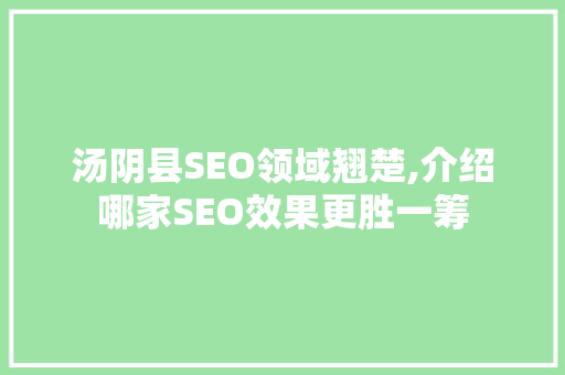 汤阴县SEO领域翘楚,介绍哪家SEO效果更胜一筹
