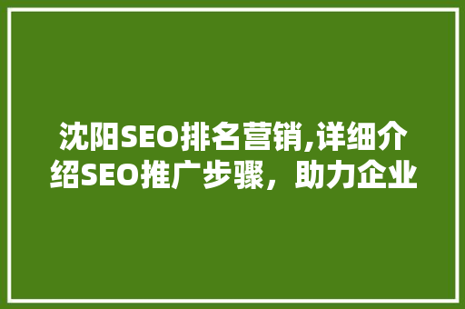 沈阳SEO排名营销,详细介绍SEO推广步骤，助力企业抢占市场先机