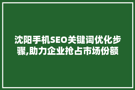 沈阳手机SEO关键词优化步骤,助力企业抢占市场份额