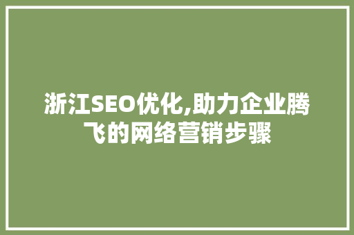 浙江SEO优化,助力企业腾飞的网络营销步骤