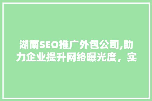 湖南SEO推广外包公司,助力企业提升网络曝光度，实现互联网营销新突破