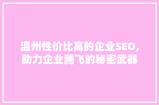 温州性价比高的企业SEO,助力企业腾飞的秘密武器