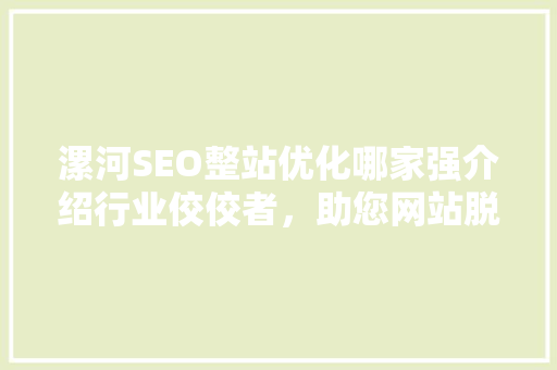 漯河SEO整站优化哪家强介绍行业佼佼者，助您网站脱颖而出