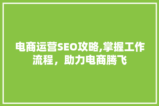 电商运营SEO攻略,掌握工作流程，助力电商腾飞