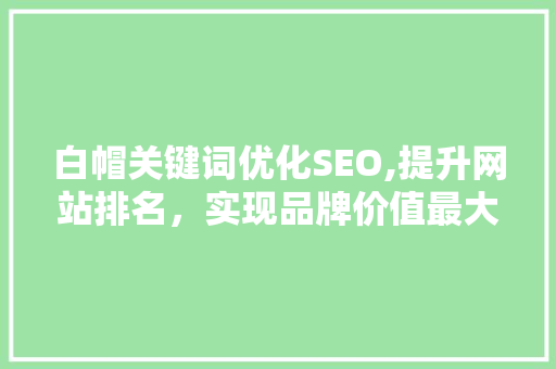 白帽关键词优化SEO,提升网站排名，实现品牌价值最大化