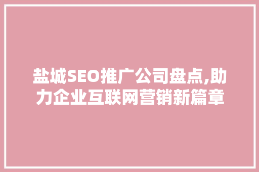 盐城SEO推广公司盘点,助力企业互联网营销新篇章