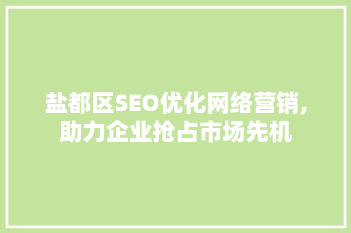 盐都区SEO优化网络营销,助力企业抢占市场先机