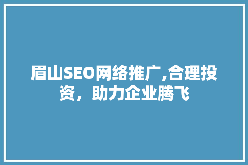 眉山SEO网络推广,合理投资，助力企业腾飞