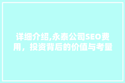 详细介绍,永泰公司SEO费用，投资背后的价值与考量