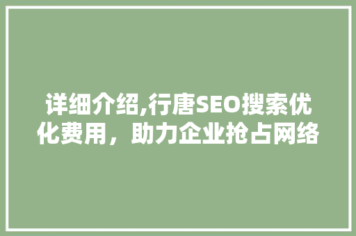 详细介绍,行唐SEO搜索优化费用，助力企业抢占网络市场制高点