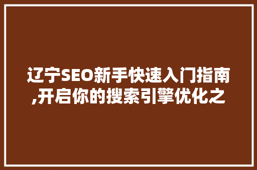 辽宁SEO新手快速入门指南,开启你的搜索引擎优化之旅