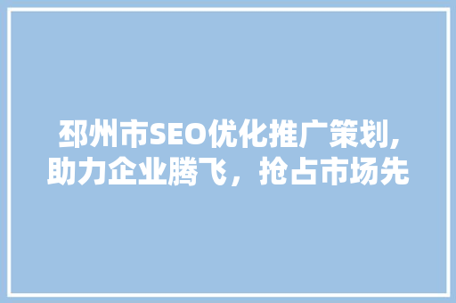 邳州市SEO优化推广策划,助力企业腾飞，抢占市场先机