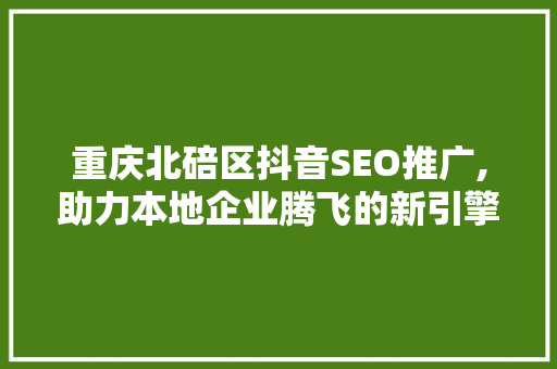 重庆北碚区抖音SEO推广,助力本地企业腾飞的新引擎