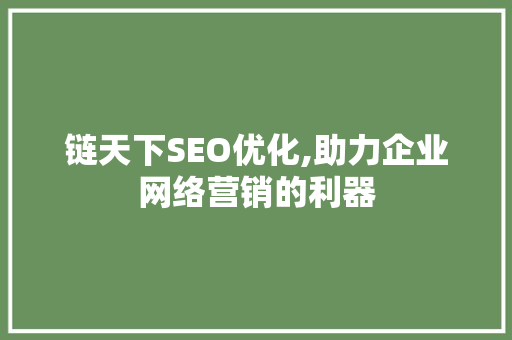 链天下SEO优化,助力企业网络营销的利器