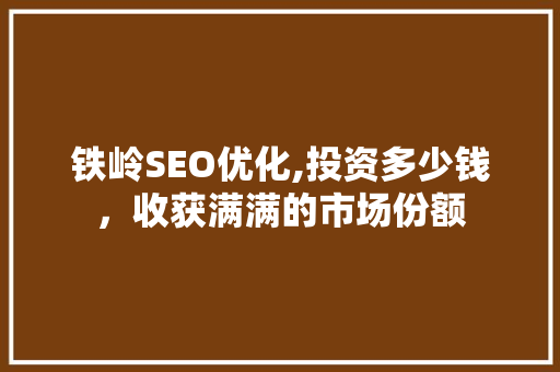 铁岭SEO优化,投资多少钱，收获满满的市场份额