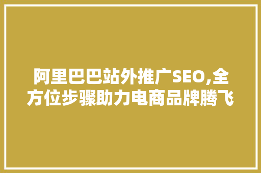 阿里巴巴站外推广SEO,全方位步骤助力电商品牌腾飞