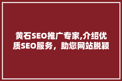 黄石SEO推广专家,介绍优质SEO服务，助您网站脱颖而出