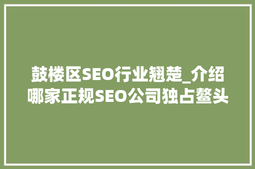 鼓楼区SEO行业翘楚_介绍哪家正规SEO公司独占鳌头