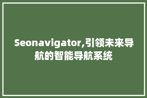 Seonavigator,引领未来导航的智能导航系统