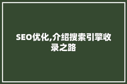 SEO优化,介绍搜索引擎收录之路