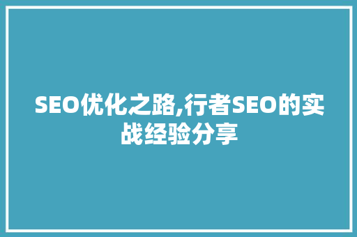 SEO优化之路,行者SEO的实战经验分享