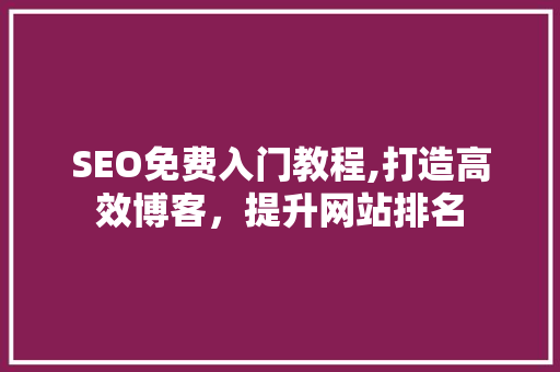 SEO免费入门教程,打造高效博客，提升网站排名