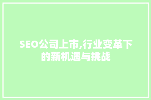 SEO公司上市,行业变革下的新机遇与挑战