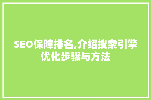 SEO保障排名,介绍搜索引擎优化步骤与方法