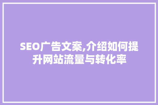 SEO广告文案,介绍如何提升网站流量与转化率