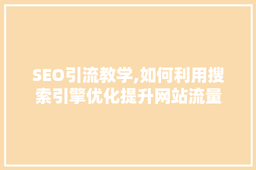 SEO引流教学,如何利用搜索引擎优化提升网站流量