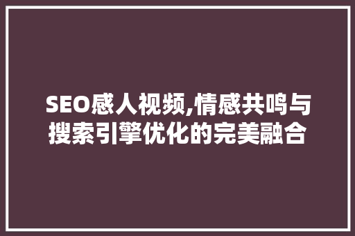 SEO感人视频,情感共鸣与搜索引擎优化的完美融合
