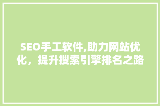 SEO手工软件,助力网站优化，提升搜索引擎排名之路