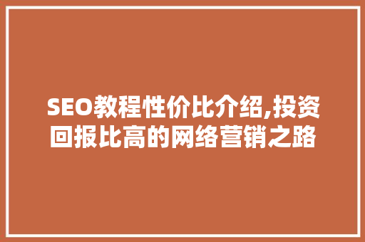 SEO教程性价比介绍,投资回报比高的网络营销之路