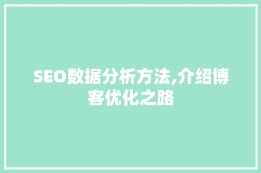 SEO数据分析方法,介绍博客优化之路