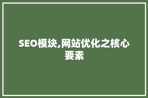 SEO模块,网站优化之核心要素