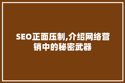 SEO正面压制,介绍网络营销中的秘密武器