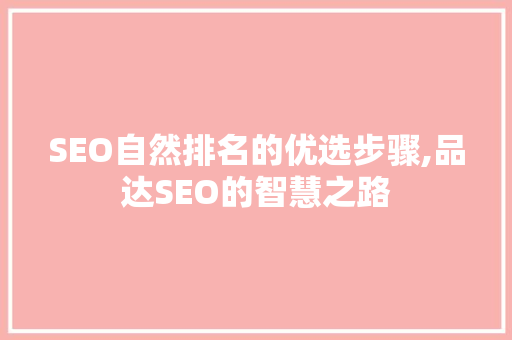 SEO自然排名的优选步骤,品达SEO的智慧之路
