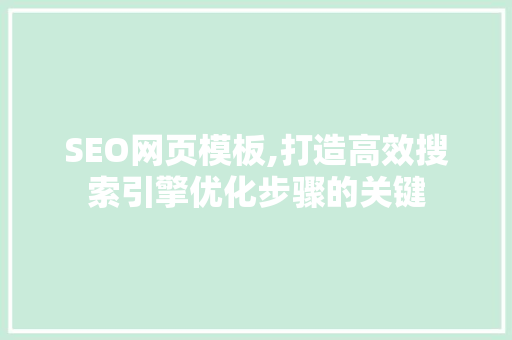 SEO网页模板,打造高效搜索引擎优化步骤的关键