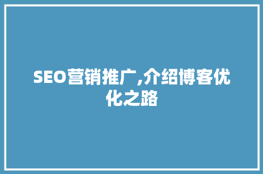 SEO营销推广,介绍博客优化之路