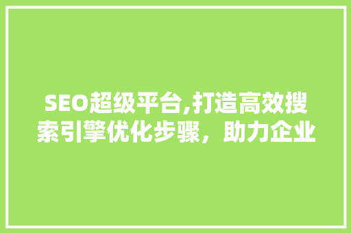 SEO超级平台,打造高效搜索引擎优化步骤，助力企业腾飞