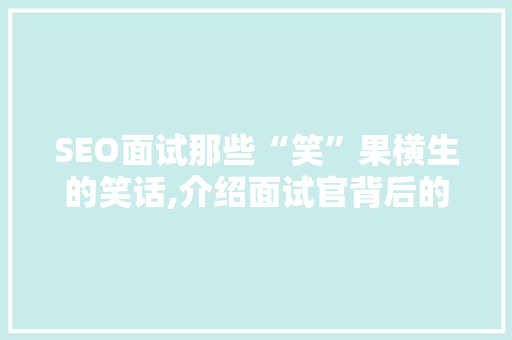 SEO面试那些“笑”果横生的笑话,介绍面试官背后的真实意图