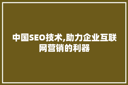 中国SEO技术,助力企业互联网营销的利器