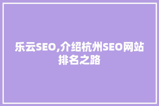 乐云SEO,介绍杭州SEO网站排名之路